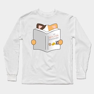 Cat reading The Bitcoin Standard Long Sleeve T-Shirt